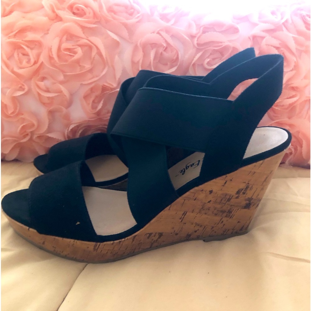Stretch Strap Wedge Sandals